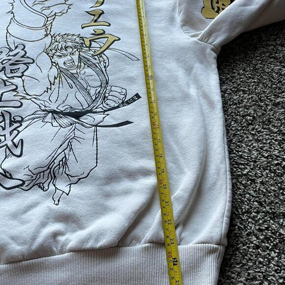 White Street Fighter Mens Medium Hoodie, Gaming Pullover Japanese Manga Hoodie - Picture 7 of 8